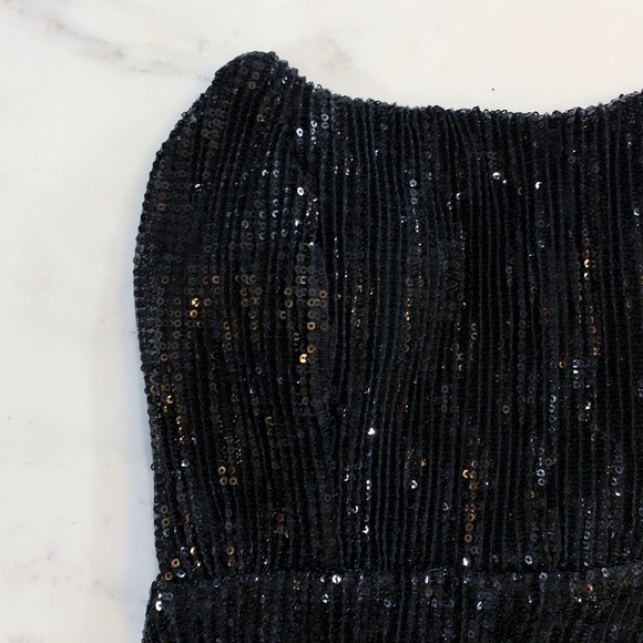Black Sequin Fitted Pageant Prom Homecoming Dress - Picture 2 of 8